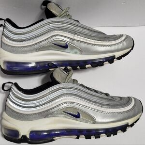 Silver and Blue Air Max 97 Sneakers